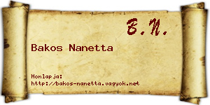 Bakos Nanetta névjegykártya